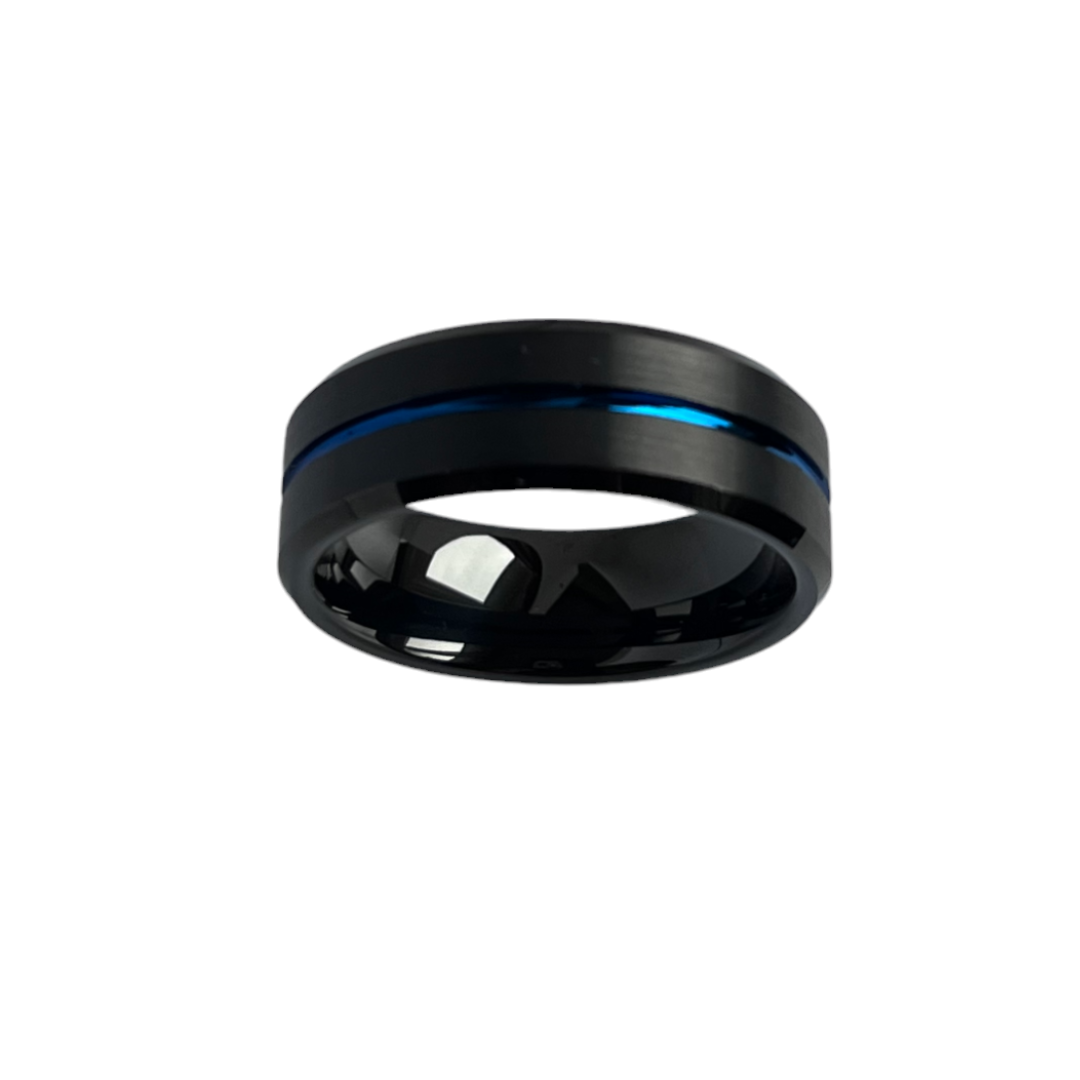 'Midnight Ribbon Charm' Tungsten Ring